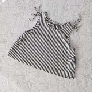 Madewell Linen Striped Sleeveless Crop Top